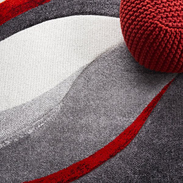 Orren Ellis Vilica Abstract Gray/Red Area Rug & Reviews Wayfair